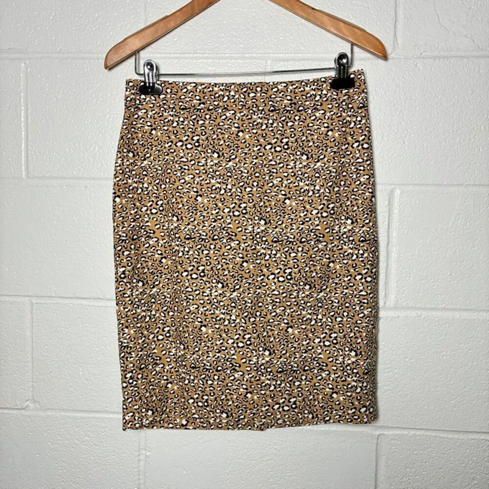 J Crew Leopard Cotton Pencil Skirt
